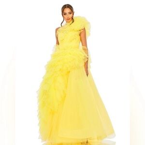 Mac Duggal One Shoulder Yellow Gown
